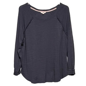 Terra‎ & Sky Women's Gray Long Raglan Sleeves Side Ruffle Top Size 2X
